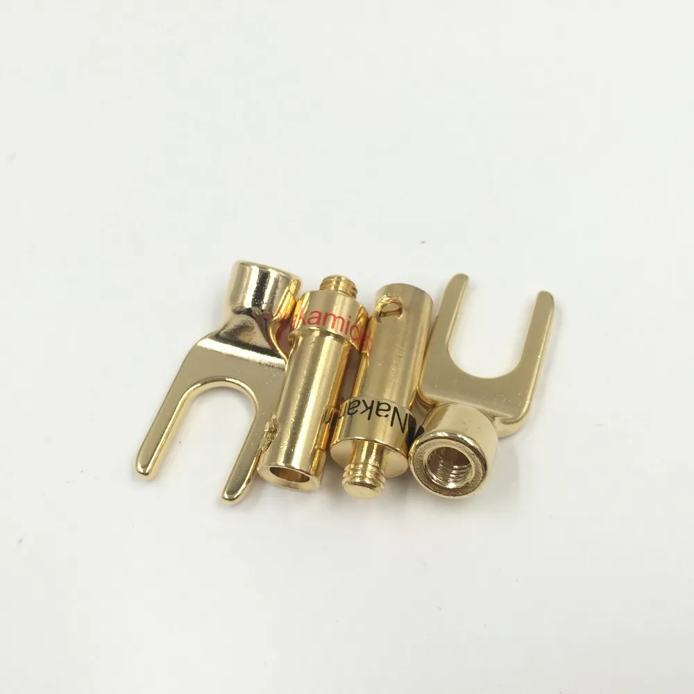 Banhado a Ouro e Prata Conector do Adaptador Frete Grátis Nakamichi Latão Banhado y Spade Speaker Plugs Áudio Garfo Parafuso 12 Pcs 4 Renovação da Casa
