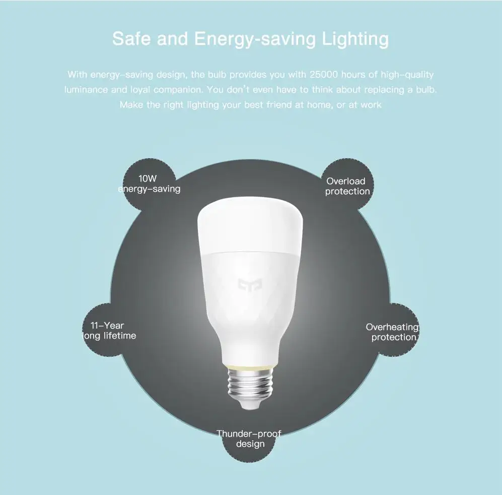 Обновленная версия, умный светодиодный светильник Xiao mi Yeelight, цветная лампа 800 люменов, 10 Вт, E27, лимонная умная лампа для mi Home App, белая/RGB опция