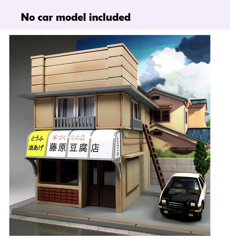 

Miniature Building Scene Model 1:64 Street corner tofu shop model Coloring Bright light