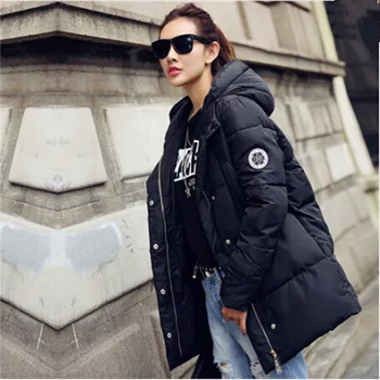 

AILOOGE 2017 Winter Jacket Women Style Parkas Overcoat Brand Fashion Hooded Big Size Cotton Padded Warm Long Jackets And Coats