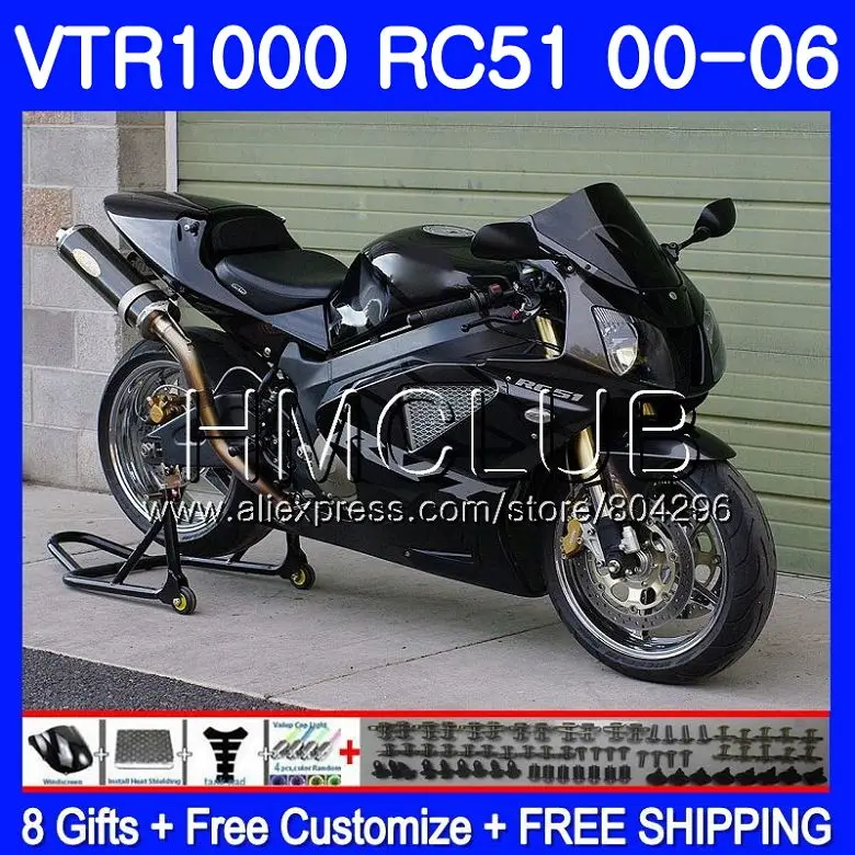 

Fairing For HONDA VTR1000 2000 2001 2002 2003 2004 2005 2006 Gloss black 80HM.19 RTV1000 VTR 1000 RC51 SP1 SP2 01 02 03 04 05 06