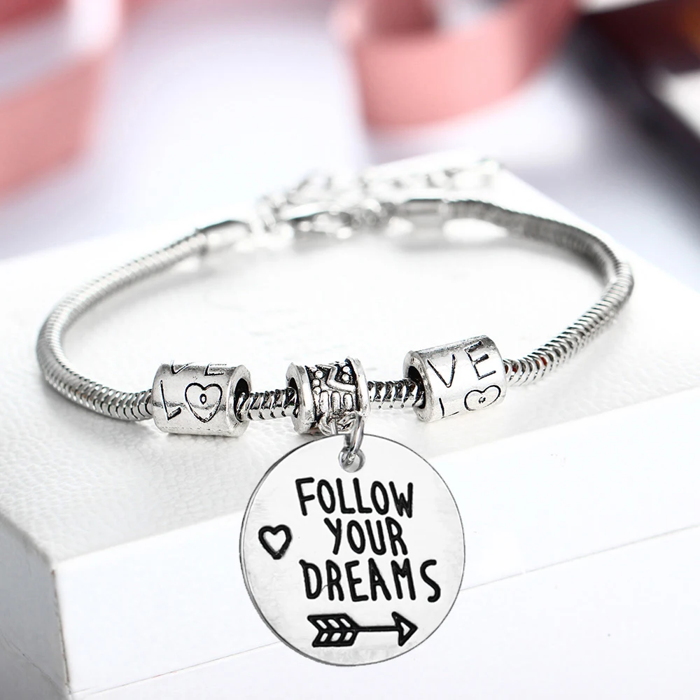 Us 1 54 18 Off Follow Your Dreams Bracelet Love Heart Arrow Beads Chain Bracelets Inspirational Jewelry Women Men Friends Bff Graduation Gifts In Us 1 54 18 Off Follow Your Dreams Bracelet Love Heart Arrow Beads Chain Bracelets Inspirational Jewelry Women Men Friends Bff Graduation Gifts In