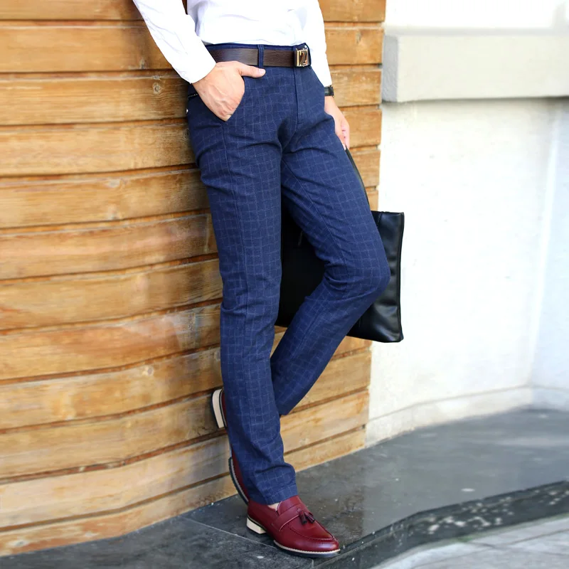 

2018 New England plaid pants and dress pants men sanding male trousers men's winter woolen Straight trousers pants