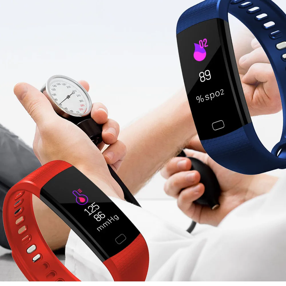 OGEDA спортивные часы браслет Для женщин Для мужчин светодиодный Водонепроницаемый Smart запястье сердечного ритма крови Давление шагомер часы для iOS и Android