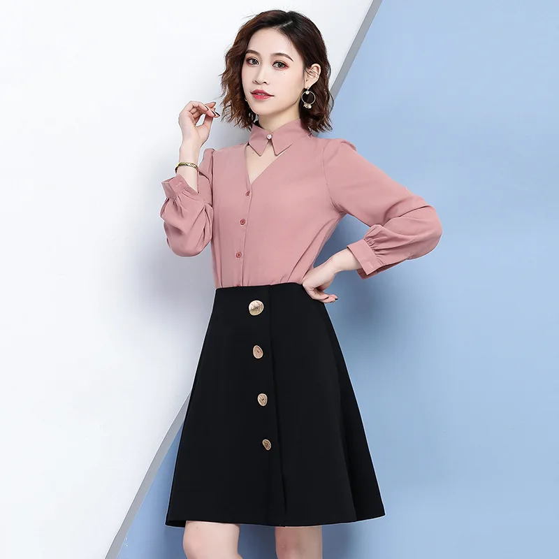 Весенне-осенняя юбка миди корейская версия с высокой талией, однотонная однобортная Юбка-миди на пуговицах, элегантная Офисная Женская юбка