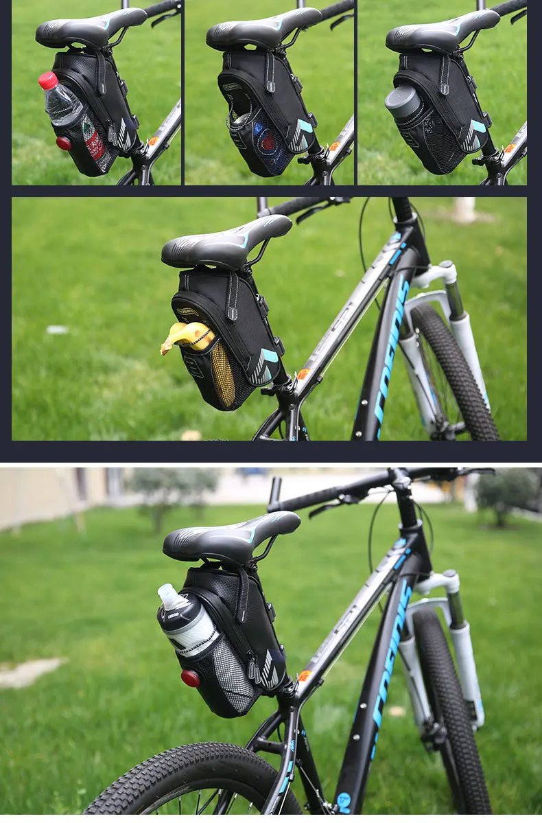 Sale ROSWHEEL Bicycle Saddle Bag W/ Water Bottle Pouch or LED Tail Light Seat Post Storage Pannier Pack Bycicle Bolsa 131396 6 Sale ROSWHEEL Bicycle Saddle Bag W/ Water Bottle Pouch or LED Tail Light Seat Post Storage Pannier Pack Bycicle Bolsa 131396 6