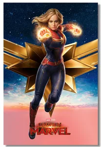 Custom Canvas Wall Mural Captain Marvel Poster Wall Stickers Brie Larson Wallpaper Living Room Decorations