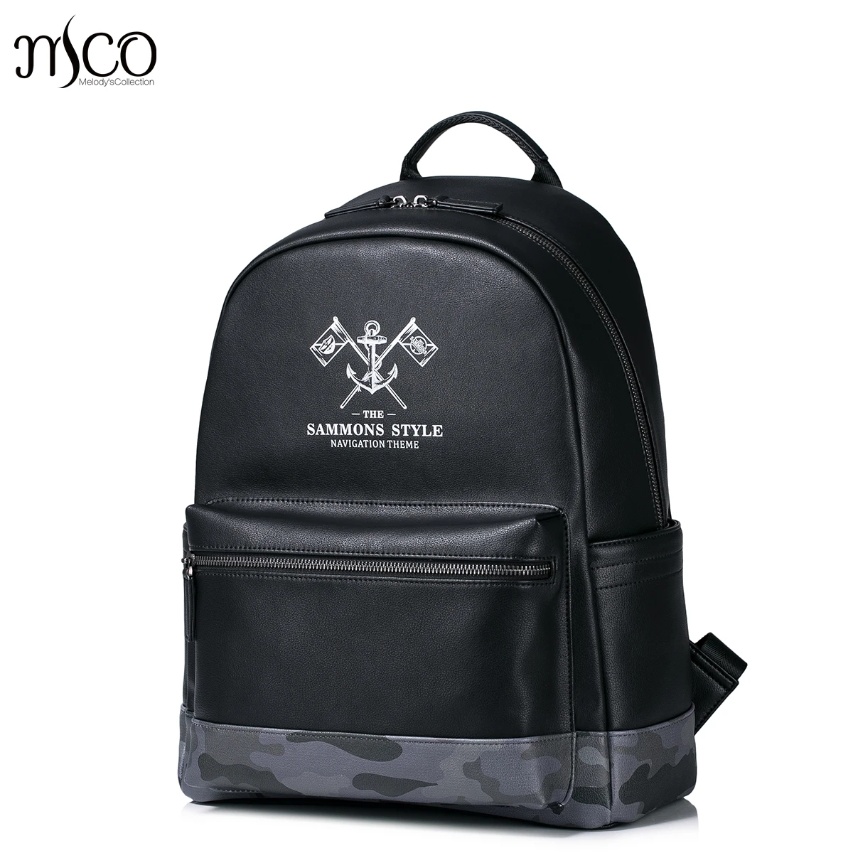 Navigation Design Zipper Bag Men Daily Backpack Leather Business Casual Travel Bags Daypack bags Tote bags Retro Rucksack