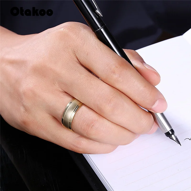 Otakoo горячая Распродажа высококачественное Золотое кольцо из титановой стали для