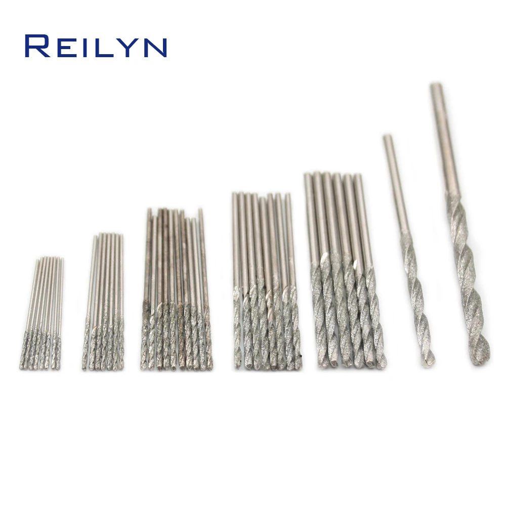 10pc Diamond twist drill Jade glass agate drilling hole grinding bits