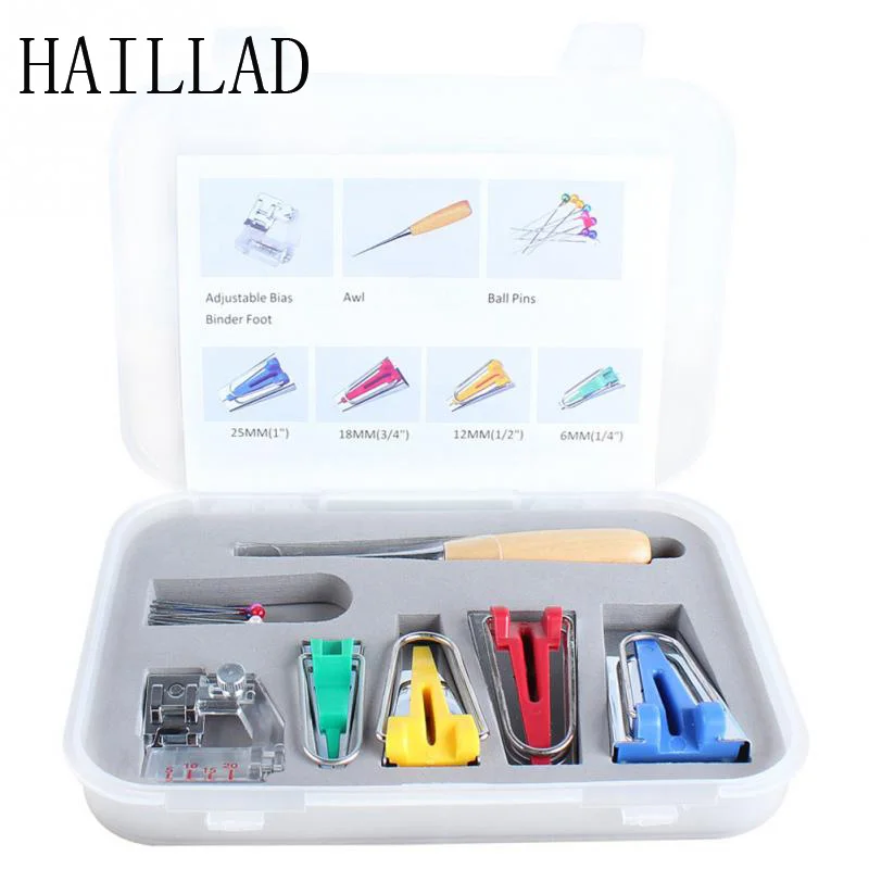 Protable 16 Pieces Sewing Accessories Useful Bias Tape Maker Kit for