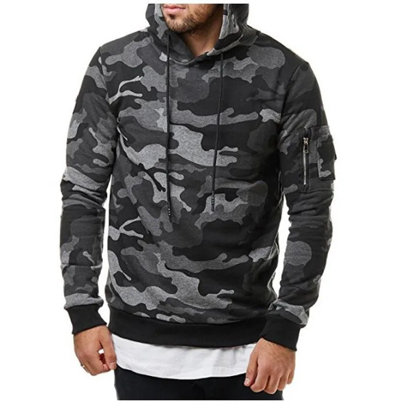 

Mens Hoodie Sweatshirt Camouflage Jackets Men Military Clothing Hoodied Hoodies Arm Pocket Army Green Tracksuits Workout Clothes