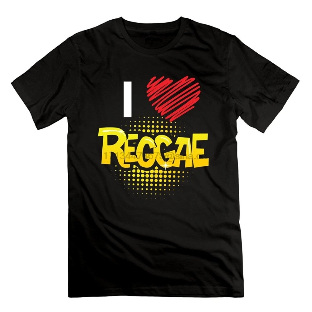 Мужская футболка с принтом коротким рукавом надписью I Love Reggae хлопковые футболки