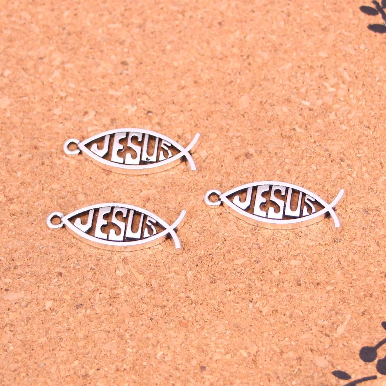 90Pcs Antique Silver Plated fish jesus Charms Diy Handmade Jewelry Findings Accessories 27*10mm | Украшения и аксессуары