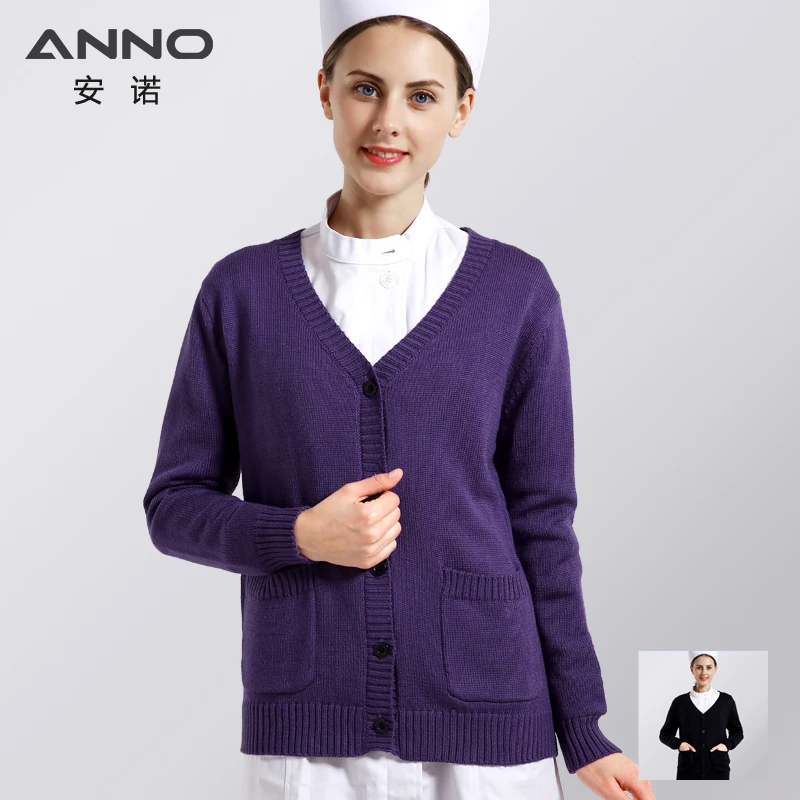 

2 Colors Long Sleeves Sweater Healthy Care Outwear Nurses Uniform Doctor Jacket Medical Clothing For Women Hospital Equipment