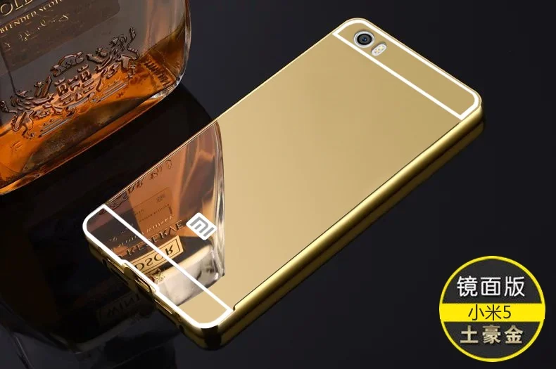 Luxury Rose Gold Mirror Cases For Xiaomi Mi 5 Alumimum Metal Frame shell Back Cover for Xiaomi Mi5 xiaomi leather case design Cases For Xiaomi