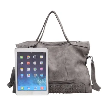 

2018 Rivet Vintage PU Leather Female Handbag Fashion Tassel Messenger Bag Women Shoulder Bag Larger Top-Handle Bags Travel Bag