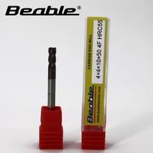Beable инструменты 4*4*10*50 мм 4 флейты Концевая фреза Карбид HRC55 инструменты с ЧПУ Фрезерный резак режущие инструменты резаки для металла