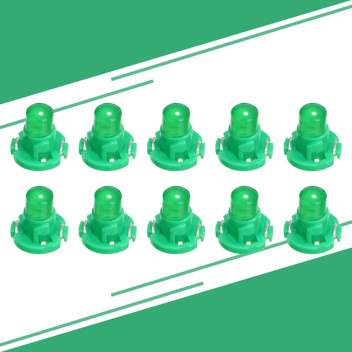 Car Signal Lamp 10pcs T4.2 Green LED Instrument Dash Map Side Climate Control Light Bulb 12V