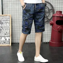 Новое поступление мужские повседневные шорты с эластичной талией камуфляжные шорты по колено мужские хлопковые шорты модные летние шорты