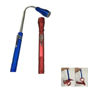 

1pc Flexible Magnet Camping Fishing Telescopic 360 Degree Head Flashlight 3 LED Outdoor Torch Pick Up Tool Lamp Light blue/red