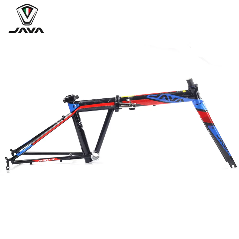 JAVA Folding Bike Frameset Chrome Steel Frame Carbon Fork Compatible