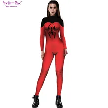 Женские ролевые игры комбинезоны Йога набор с длинным рукавом Тонкий костюм паука Косплей облегающий костюм на Хэллоуин сетка принт нарядное платье костюм для вечеринки