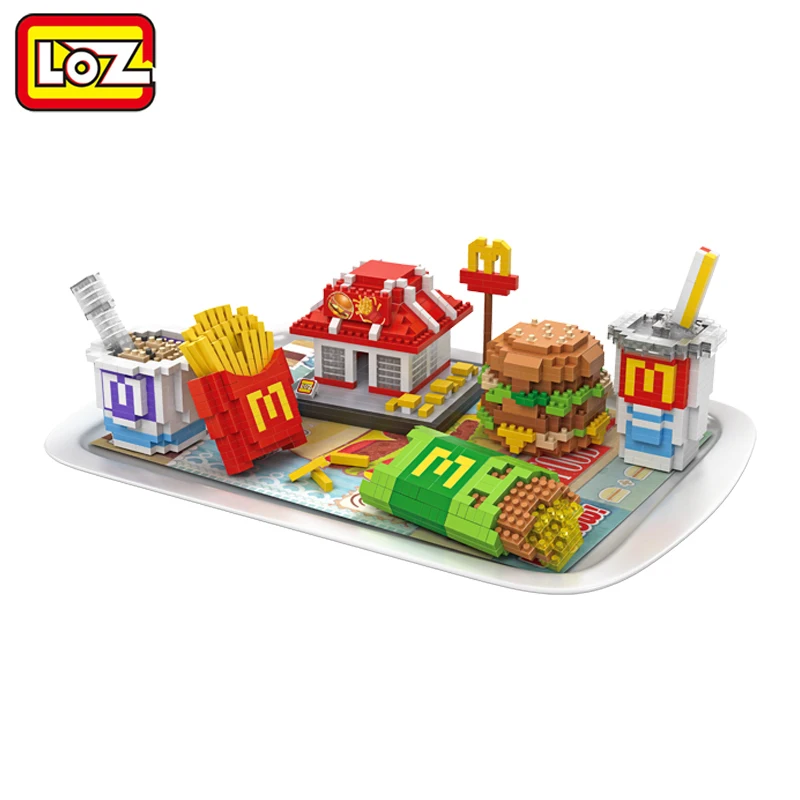 Строительные блоки LoZ Toy японские суши DIY фаст-фуд гамбургер чипсы молочный