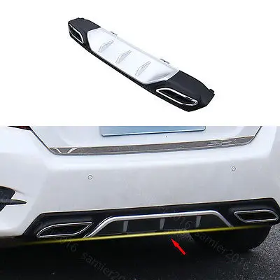 Fit For Honda Civic 2016 2017 Silver Back / Rear Bumper Diffuser Exhaust Tips Cover