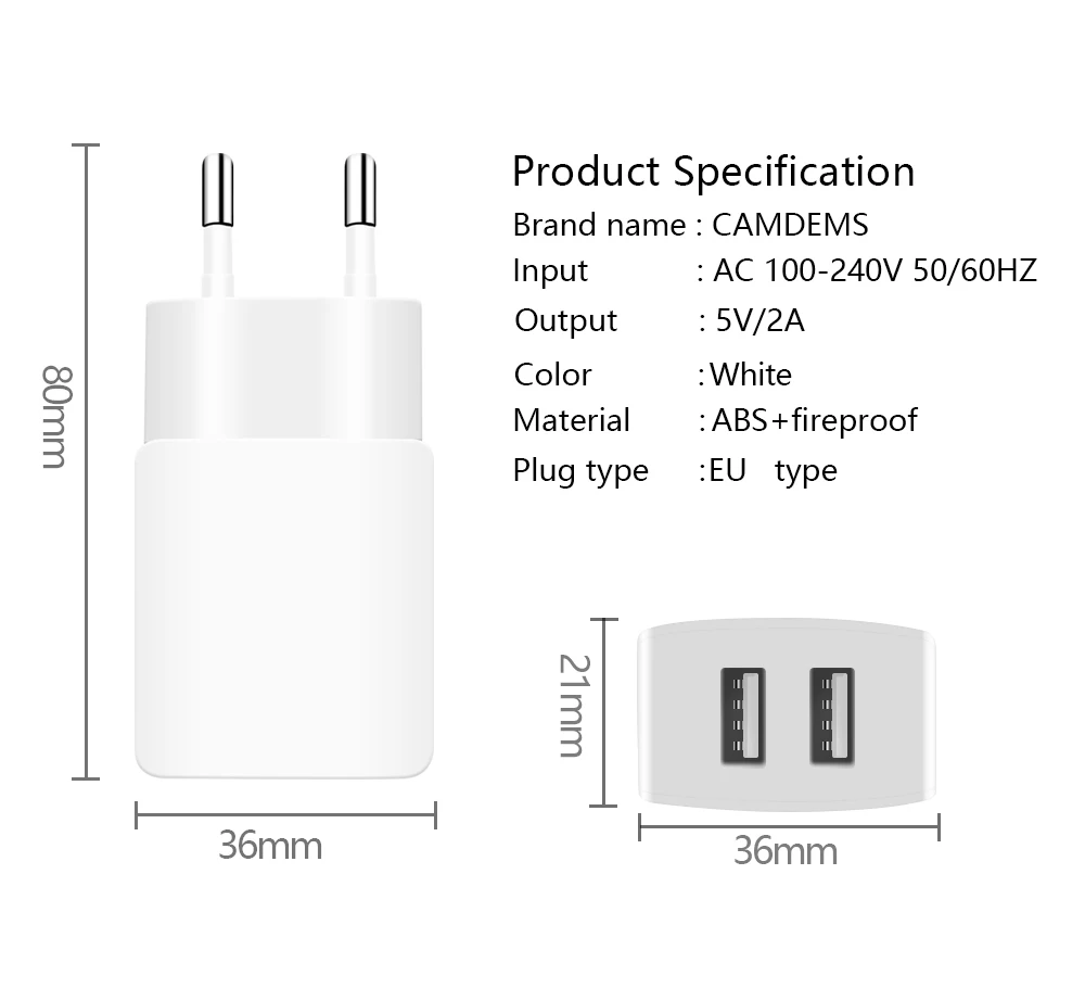 Зарядное устройство micro USB CAMDEMS для Samsung S6 S7 J7 A3 Xiaomi Lenovo LG G4+ настенные сетевые зарядные устройства EU высокого качества для путешествий