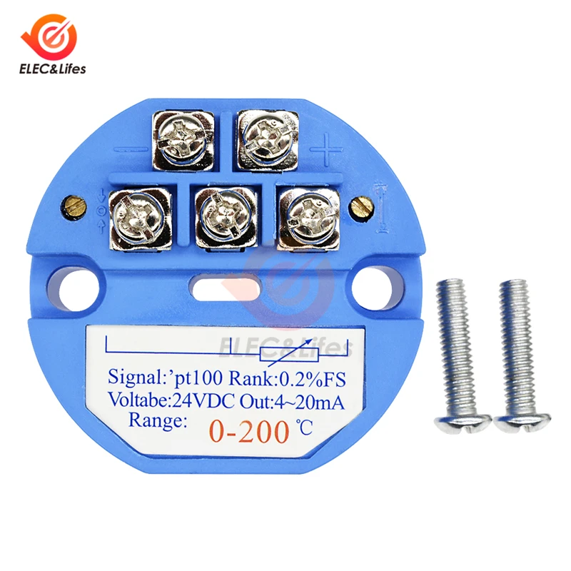 

RTD PT100 Temperature Transmitter Sensor Module DC 24V 0-200 degree adjustable temperature sensor Thermal resistance 4-20mA