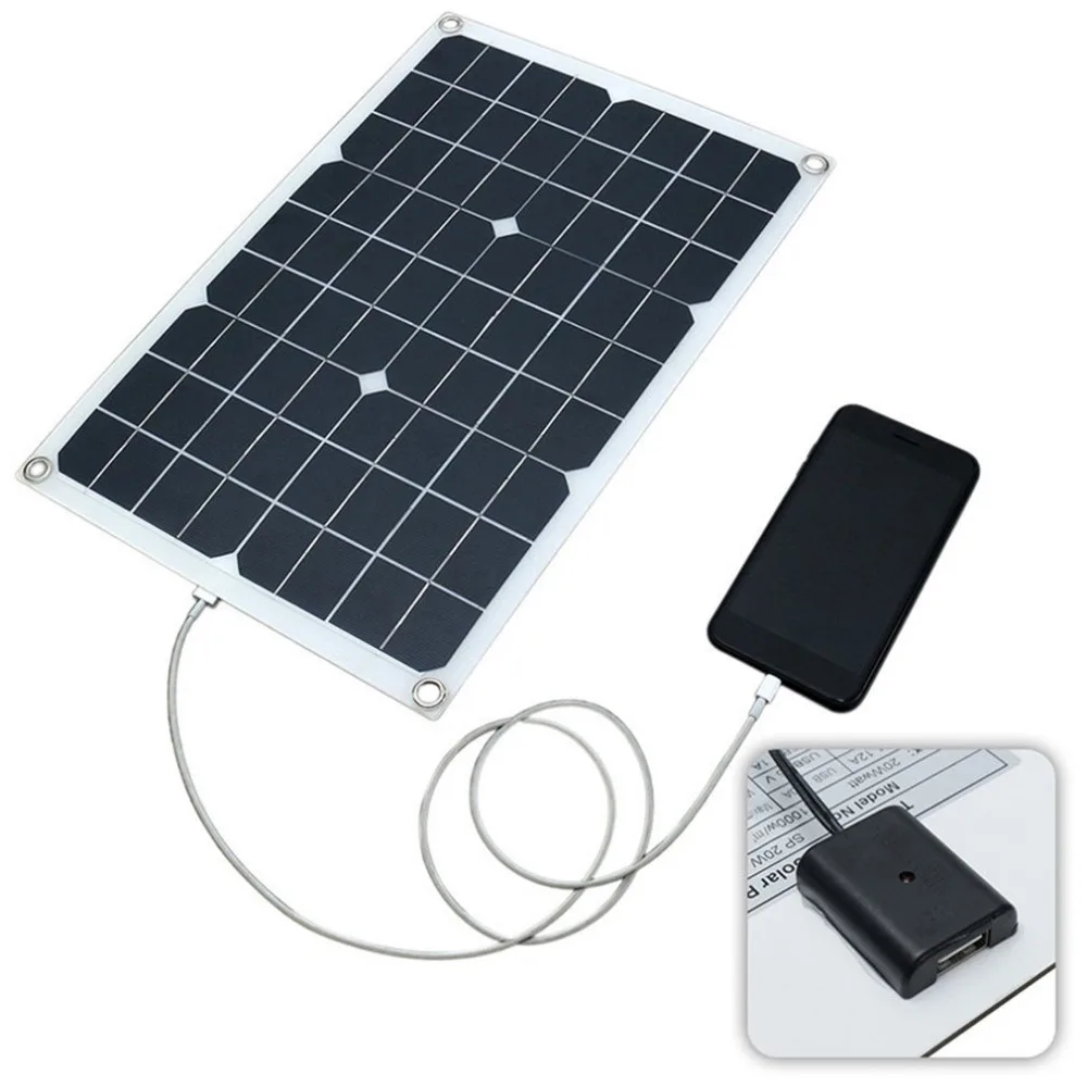 

New 12V/5V DC Waterproof Solar Panel Battery USB Charger Universal For Phone Lighting Car Charger With Crocodile Clip
