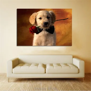 

Home Decor HD Print Animal art painting on canvas,Dog Rose Decorative Pictures Canvas Art Christmas Gift