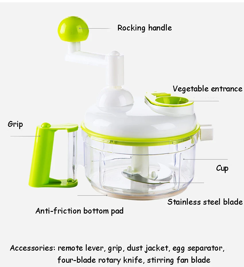 Kitchen Mini Manual Meat Grinder Machine Hand-cranked Garlic Chopping Gadget Vegetable Fruit Twist Shredder Carrot Smash