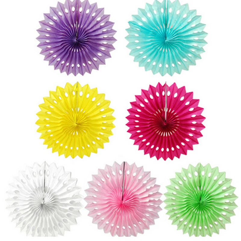 

5pcs 20cm Tissue Paper Fans Pinwheels Hanging Flower Paper Graduation Party Wedding Birthday Decoration Paper Fan DIY Supplies