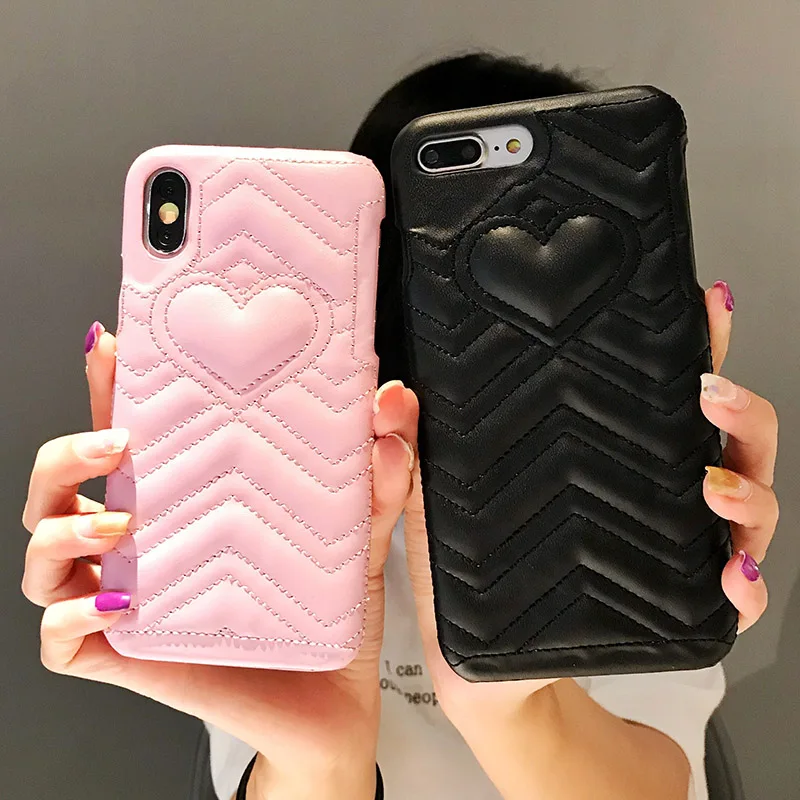 Роскошный чехол Kerzzil с сердечком для iPhone 7, 6, 6 s, 8 Plus, X, геометрический узор, из искусственной кожи, жесткий чехол s для iPhone X, 7, 8, 6, 6 s, чехол для телефона