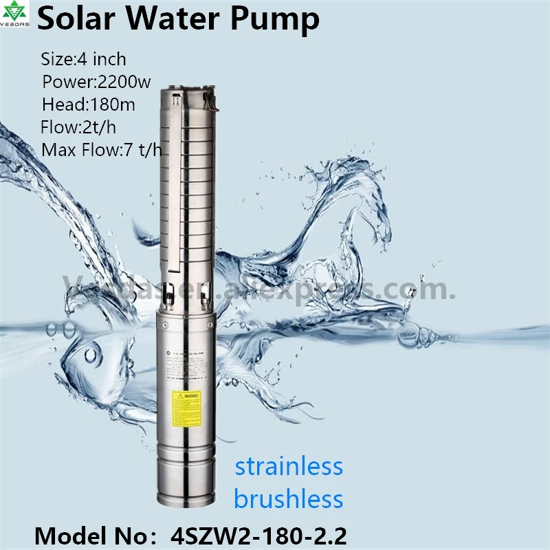

4Inch 2200W AC220V DC300V with Permanent Magnet Synchronous Motor Flow 2T/H Head 180M for Farm Deep Well Solar Water Pump