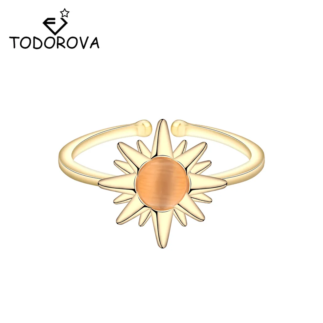 

Todorova Drop Shipping Crystal Sunflower Finger Rings for Women Daisy Flower Knuckle Ring Toe Anel Adjustable Ring
