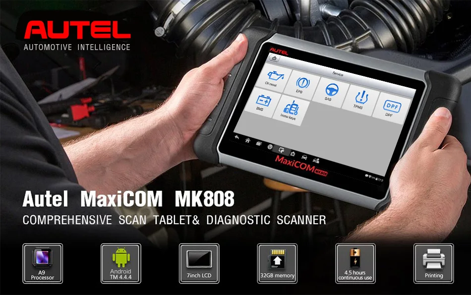 Autel MaxiCom MK808 автомобильный диагностический инструмент OBDI OBD2 автоматический сканер вся система сканирования инструмент сброса масла/EPB/BMS/SAS/DPF/TPMS/IMMO