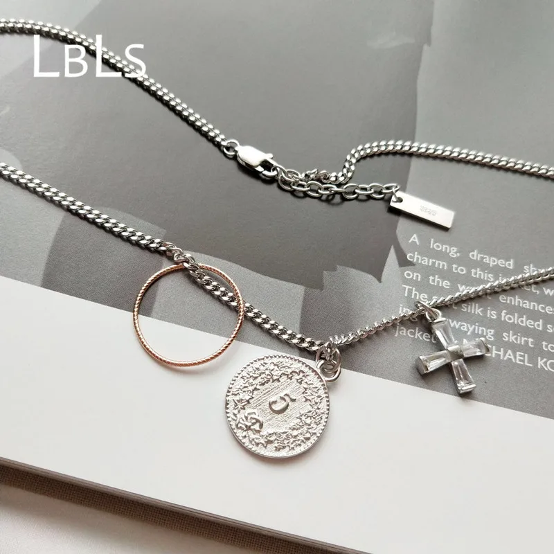Ожерелье LBLS из серебра 925 пробы с подвеской крестом|pendant woman|round pendantdesigner necklace |