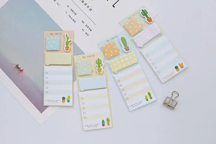 Милый кактус блокнот для заметок Сделай Сам Kawaii бумажные наклейки корейский канцелярский блокнот для заметок