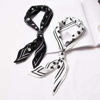 

2019 explosion models taro small silk scarf female pointed towel female long strip wild small scarf decorative headband tied bag