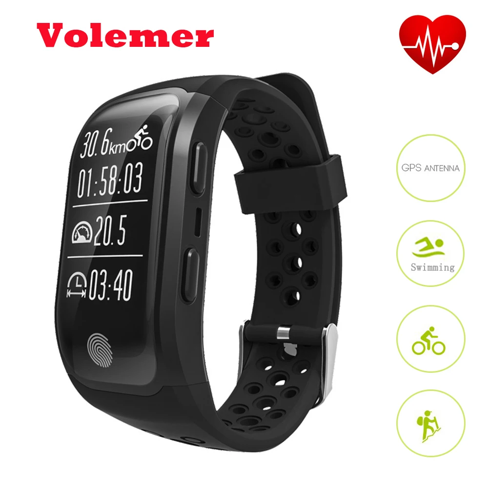 

Volemer Smart band S908 GPS Waterproof Touch Key Smart Bracelet heart rate monitor Bluetooth fitness tracker For Android IOS