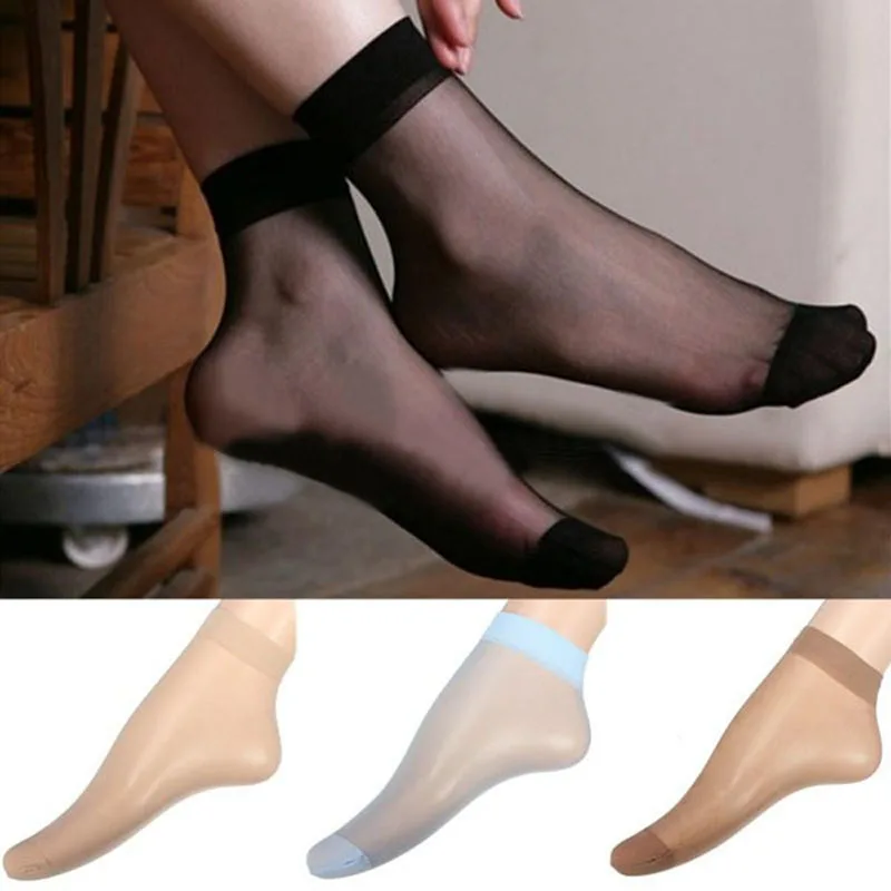 3 Pairs Transparent Crystal Silk Socks Women Summer Thin Ankle Socks Mens Sheer Silk Meias Invisible Short Harajuku for Girls (1)