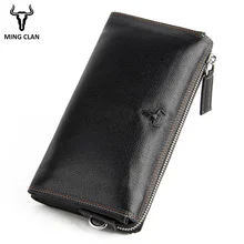 Mingclan Genuine Leather Men Clutch Wallets Multifunction Long Men Wallet Male Zipper Coin Purse Money Clutch Bags Card Holder Mingclan Genuine Leather Men Clutch Wallets Multifunction Long Men Wallet Male Zipper Coin Purse Money Clutch Bags Card Holder