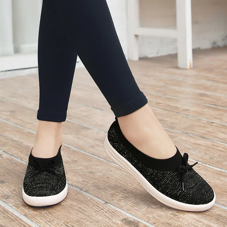 STS Brand 2019 New Spring Women Sneakers Shoes Flat Slip On Platform Sneakers For Women Black Breathable Mesh Sock Sneakers Shoe (12)