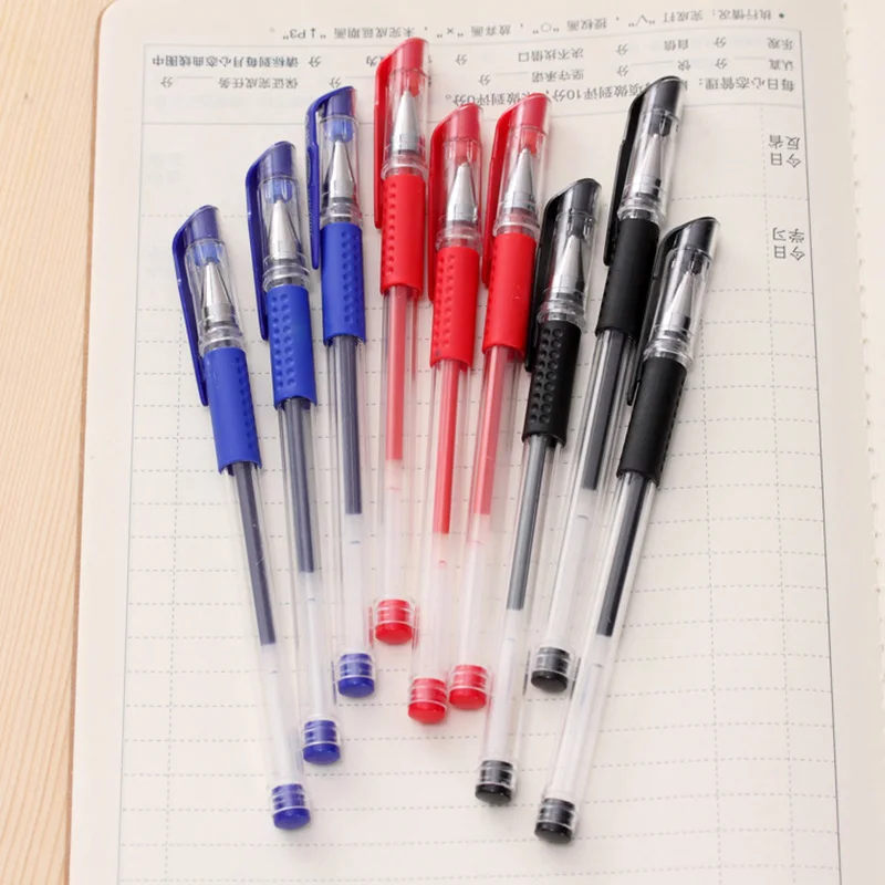 

10Pcs/lot 0.5mm Cute Kawaii Gel Pen Classic Red Blue Black Ink Pens For Writing Office School Supplies Student 3668