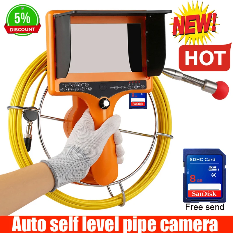  40m DVR meter counter Auto self level Video Pipe Inspection Camera Auto self levelling camera pipel