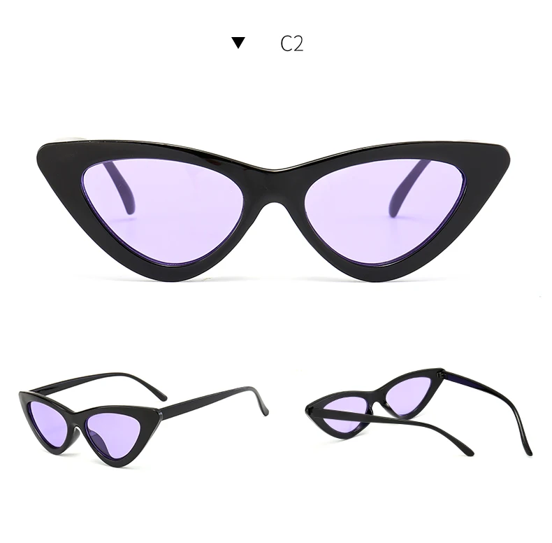 Новые милые сексуальные ретро солнцезащитные очки кошачий глаз женские маленькие черные белые треугольные винтажные недорогие солнцезащитные очки красные женские uv400