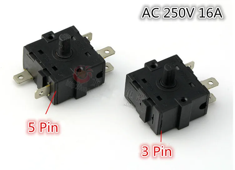 

1 PCS Electric Room Heater 3 Position 2Position 3 Pin 5Pin Rotary Switch Selector AC 250V 16A